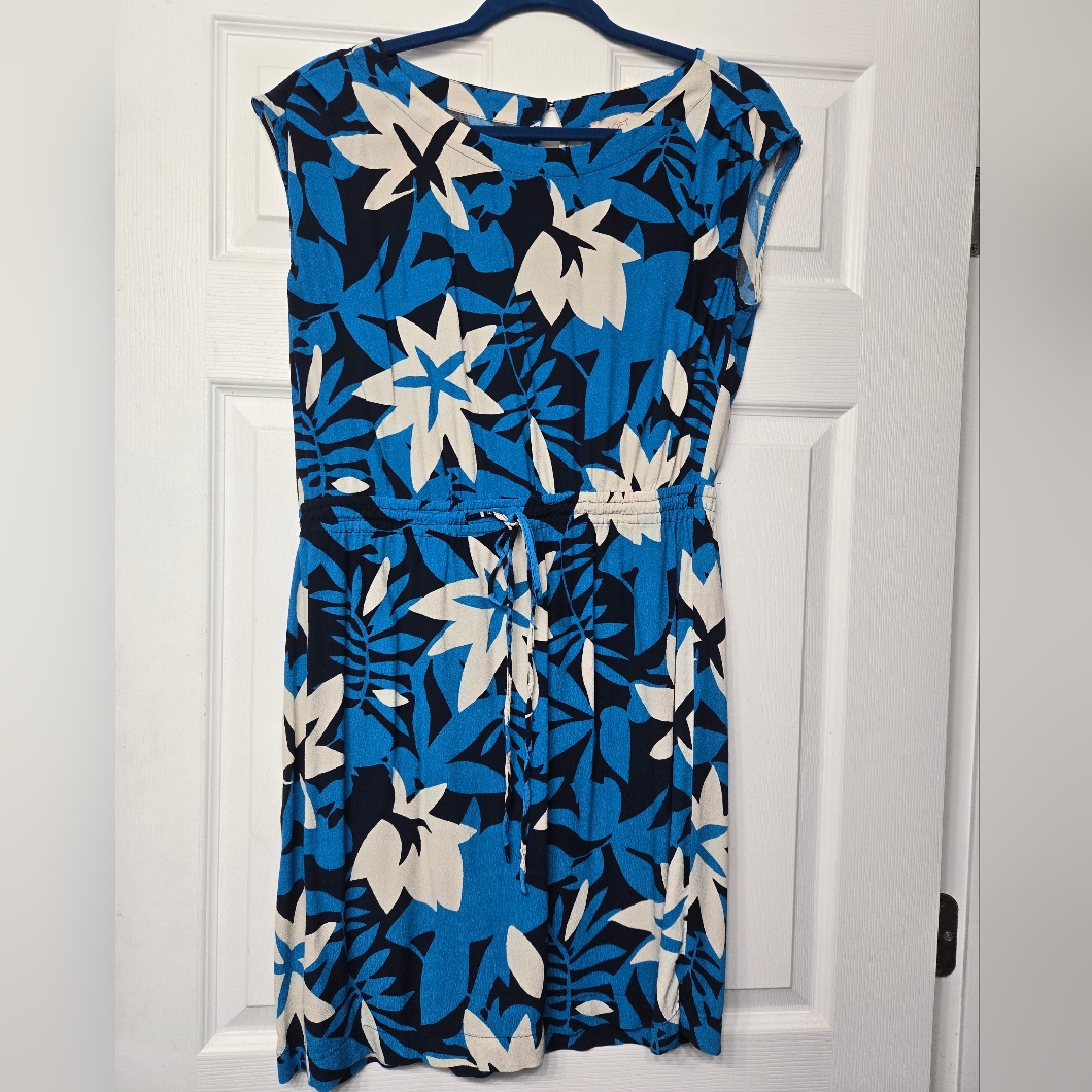 Loft Floral Blue And White Dress